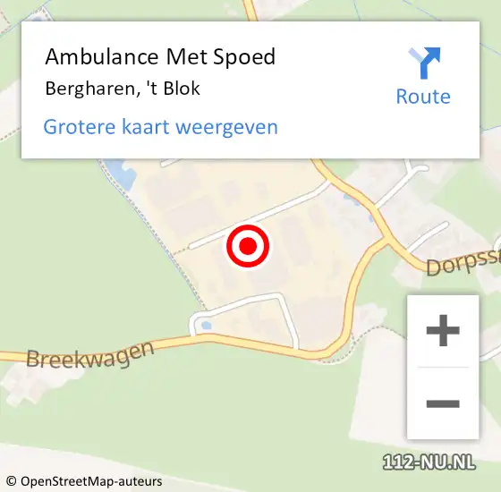 Locatie op kaart van de 112 melding: Ambulance Met Spoed Naar Bergharen, 't Blok op 7 juni 2021 12:08