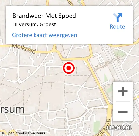 Locatie op kaart van de 112 melding: Brandweer Met Spoed Naar Hilversum, Groest op 7 juni 2021 12:09