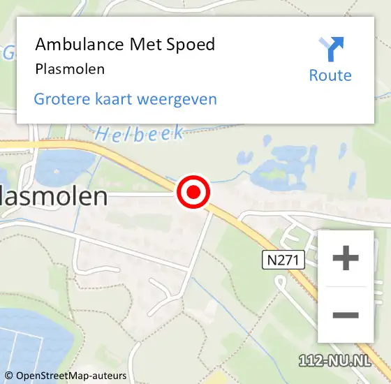 Locatie op kaart van de 112 melding: Ambulance Met Spoed Naar Plasmolen op 7 juni 2021 12:15