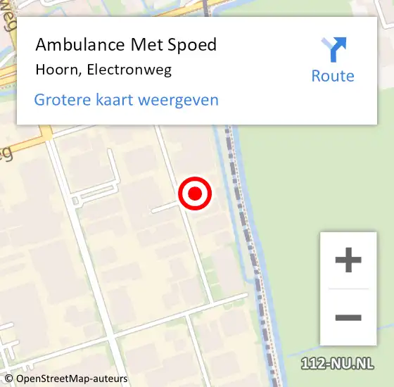 Locatie op kaart van de 112 melding: Ambulance Met Spoed Naar Hoorn, Electronweg op 7 juni 2021 12:34