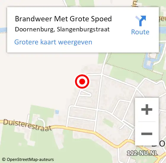 Locatie op kaart van de 112 melding: Brandweer Met Grote Spoed Naar Doornenburg, Slangenburgstraat op 7 juni 2021 12:36