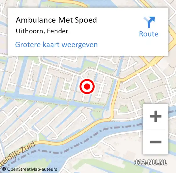 Locatie op kaart van de 112 melding: Ambulance Met Spoed Naar Uithoorn, Fender op 7 juni 2021 12:42