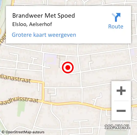 Locatie op kaart van de 112 melding: Brandweer Met Spoed Naar Elsloo, Aelserhof op 7 juni 2021 12:46