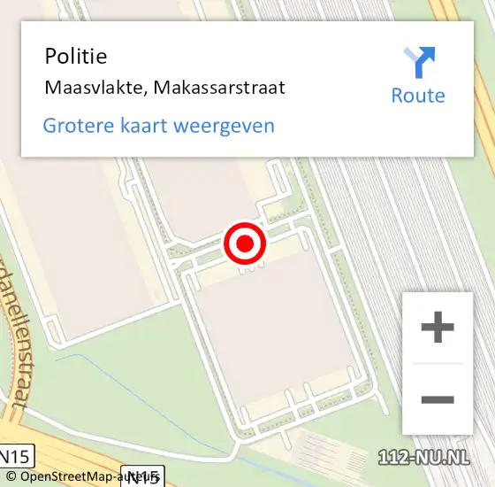 Locatie op kaart van de 112 melding: Politie Maasvlakte, Makassarstraat op 7 juni 2021 12:50