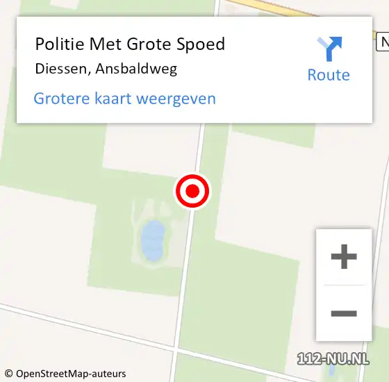 Locatie op kaart van de 112 melding: Politie Met Grote Spoed Naar Diessen, Ansbaldweg op 7 juni 2021 12:55