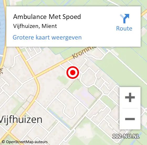 Locatie op kaart van de 112 melding: Ambulance Met Spoed Naar Vijfhuizen, Mient op 7 juni 2021 12:59