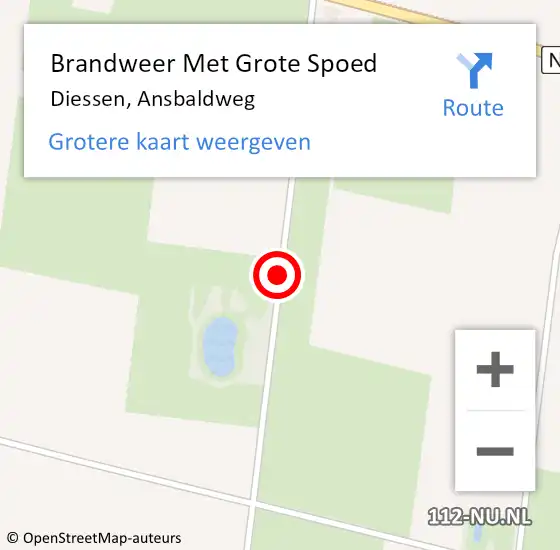 Locatie op kaart van de 112 melding: Brandweer Met Grote Spoed Naar Diessen, Ansbaldweg op 7 juni 2021 12:59