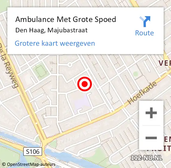 Locatie op kaart van de 112 melding: Ambulance Met Grote Spoed Naar Den Haag, Majubastraat op 7 juni 2021 13:02