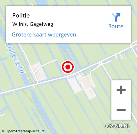 Locatie op kaart van de 112 melding: Politie Wilnis, Gagelweg op 7 juni 2021 13:07
