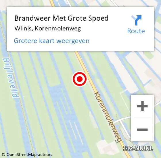 Locatie op kaart van de 112 melding: Brandweer Met Grote Spoed Naar Wilnis, Korenmolenweg op 7 juni 2021 13:08