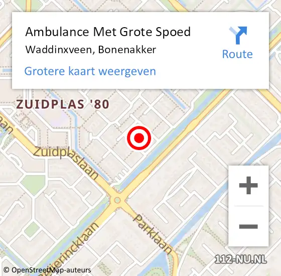 Locatie op kaart van de 112 melding: Ambulance Met Grote Spoed Naar Waddinxveen, Bonenakker op 7 juni 2021 13:26