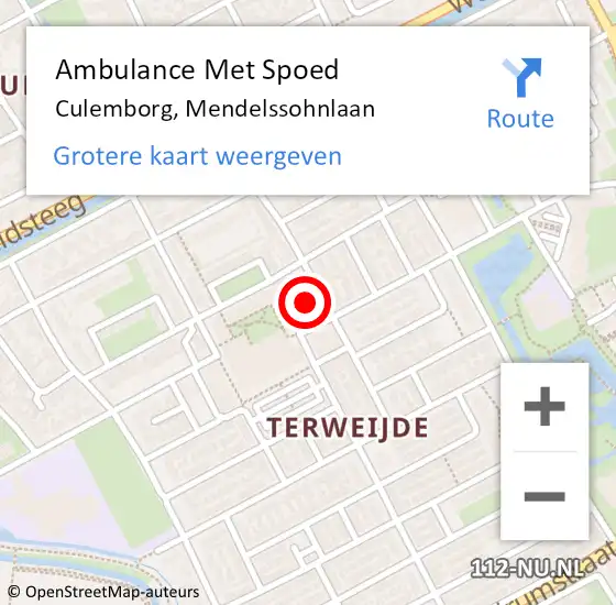 Locatie op kaart van de 112 melding: Ambulance Met Spoed Naar Culemborg, Mendelssohnlaan op 7 juni 2021 13:47
