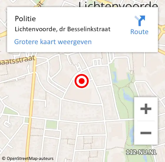 Locatie op kaart van de 112 melding: Politie Lichtenvoorde, dr Besselinkstraat op 7 juni 2021 13:52