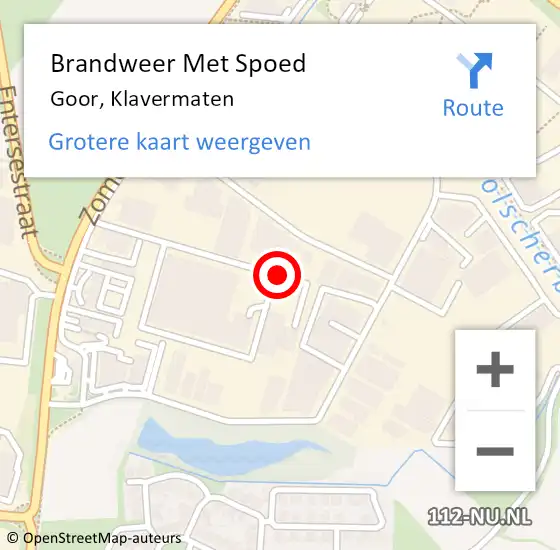 Locatie op kaart van de 112 melding: Brandweer Met Spoed Naar Goor, Klavermaten op 7 juni 2021 13:52