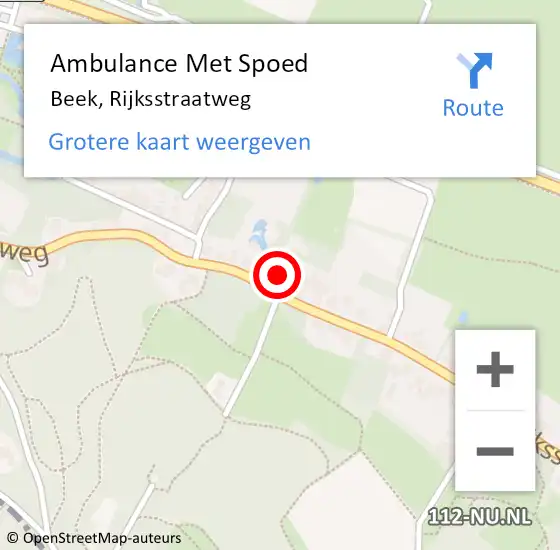 Locatie op kaart van de 112 melding: Ambulance Met Spoed Naar Beek, Rijksstraatweg op 7 juni 2021 14:12