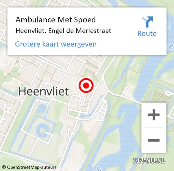 Locatie op kaart van de 112 melding: Ambulance Met Spoed Naar Heenvliet, Engel de Merlestraat op 7 juni 2021 14:12