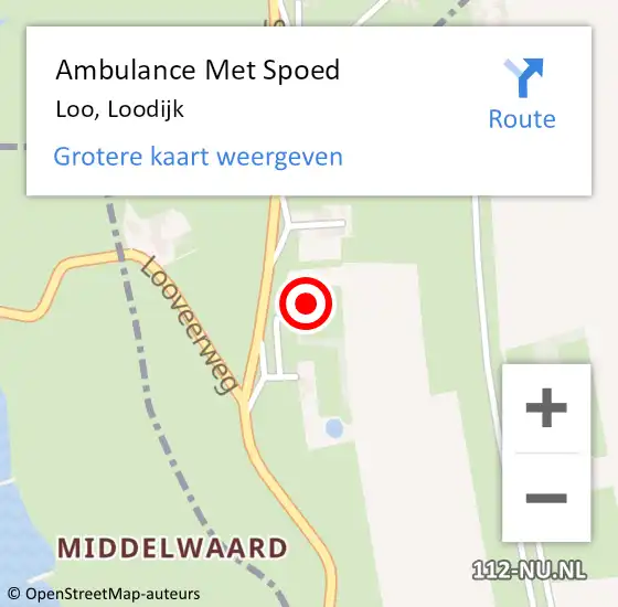 Locatie op kaart van de 112 melding: Ambulance Met Spoed Naar Loo, Loodijk op 7 juni 2021 14:23