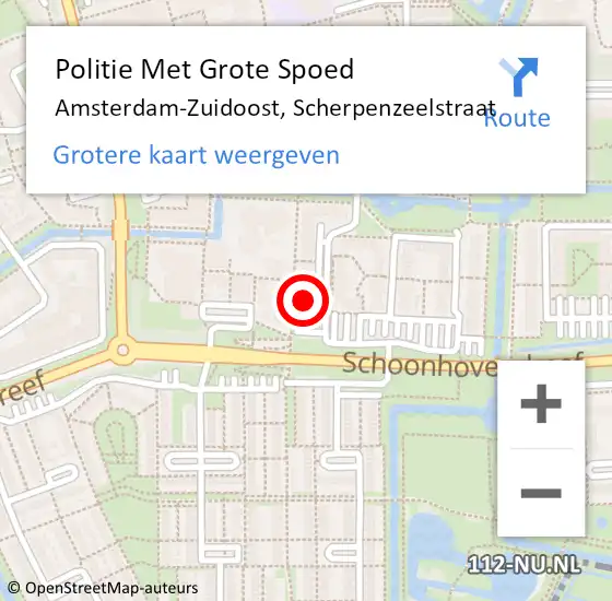 Locatie op kaart van de 112 melding: Politie Met Grote Spoed Naar Amsterdam-Zuidoost, Scherpenzeelstraat op 7 juni 2021 14:33