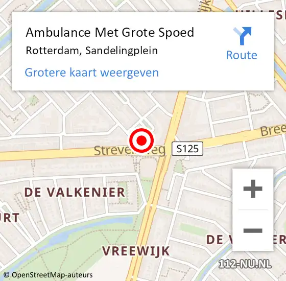 Locatie op kaart van de 112 melding: Ambulance Met Grote Spoed Naar Rotterdam, Sandelingplein op 7 juni 2021 14:49