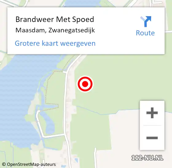 Locatie op kaart van de 112 melding: Brandweer Met Spoed Naar Maasdam, Zwanegatsedijk op 7 juni 2021 14:59