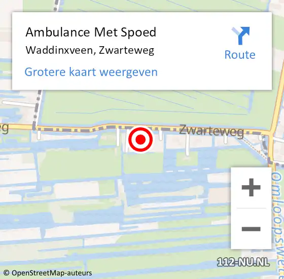 Locatie op kaart van de 112 melding: Ambulance Met Spoed Naar Waddinxveen, Zwarteweg op 7 juni 2021 15:07