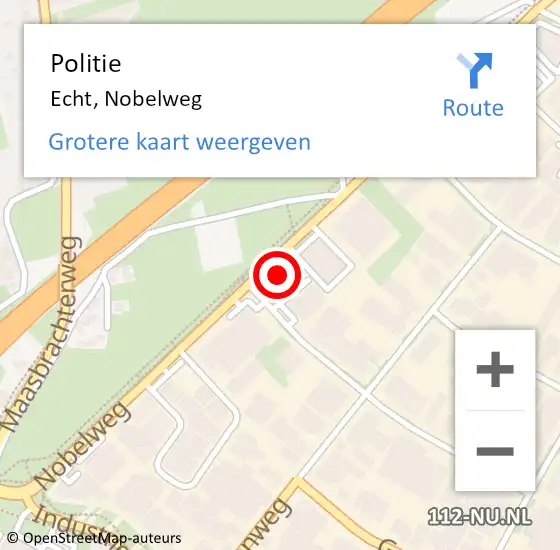 Locatie op kaart van de 112 melding: Politie Echt, Nobelweg op 7 juni 2021 15:08