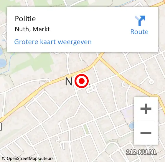 Locatie op kaart van de 112 melding: Politie Nuth, Markt op 7 juni 2021 15:10