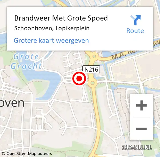 Locatie op kaart van de 112 melding: Brandweer Met Grote Spoed Naar Schoonhoven, Lopikerplein op 7 juni 2021 15:13