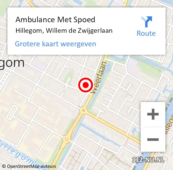 Locatie op kaart van de 112 melding: Ambulance Met Spoed Naar Hillegom, Willem de Zwijgerlaan op 7 juni 2021 15:42