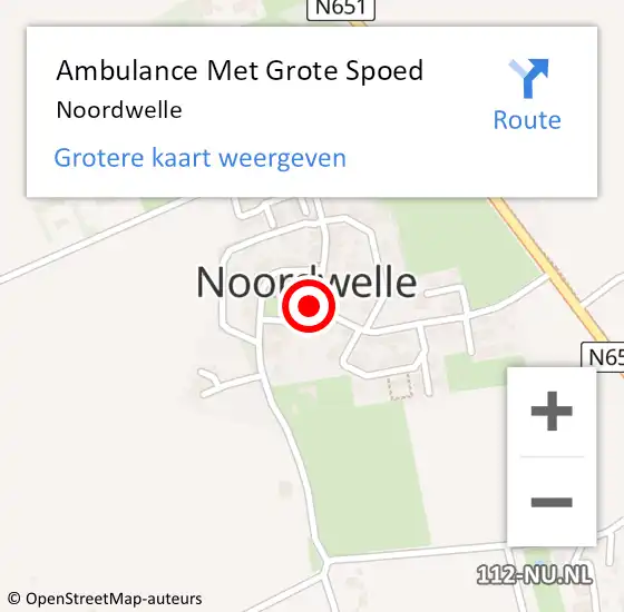 Locatie op kaart van de 112 melding: Ambulance Met Grote Spoed Naar Noordwelle op 7 juni 2021 15:55