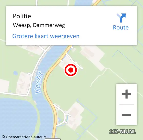 Locatie op kaart van de 112 melding: Politie Weesp, Dammerweg op 7 juni 2021 16:17