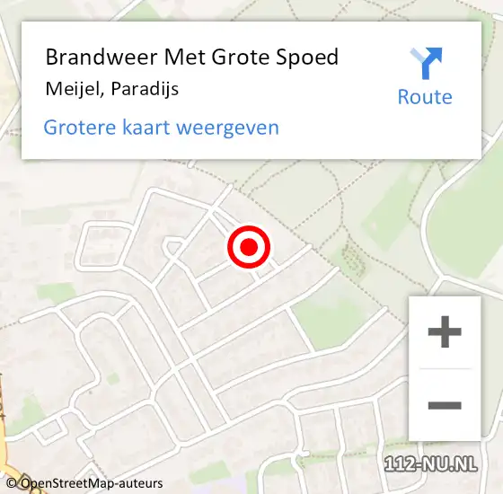 Locatie op kaart van de 112 melding: Brandweer Met Grote Spoed Naar Meijel, Paradijs op 7 juni 2021 16:24