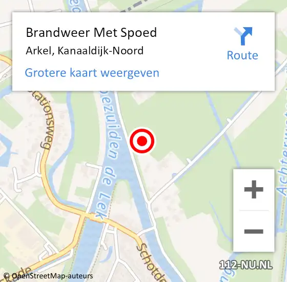 Locatie op kaart van de 112 melding: Brandweer Met Spoed Naar Arkel, Kanaaldijk-Noord op 7 juni 2021 16:39