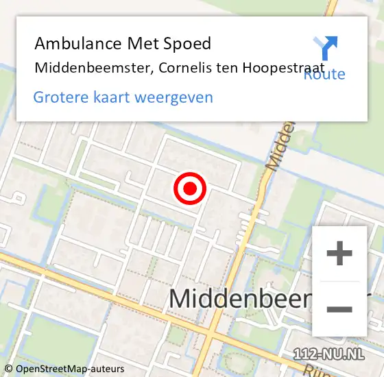 Locatie op kaart van de 112 melding: Ambulance Met Spoed Naar Middenbeemster, Cornelis ten Hoopestraat op 7 juni 2021 16:44