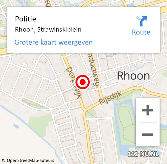 Locatie op kaart van de 112 melding: Politie Rhoon, Strawinskiplein op 7 juni 2021 16:44