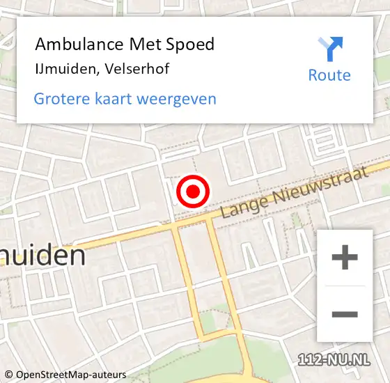 Locatie op kaart van de 112 melding: Ambulance Met Spoed Naar IJmuiden, Velserhof op 7 juni 2021 16:46