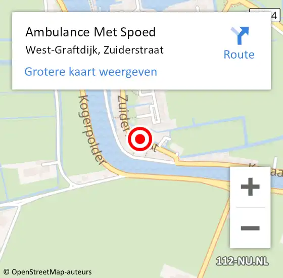 Locatie op kaart van de 112 melding: Ambulance Met Spoed Naar West-Graftdijk, Zuiderstraat op 7 juni 2021 16:51