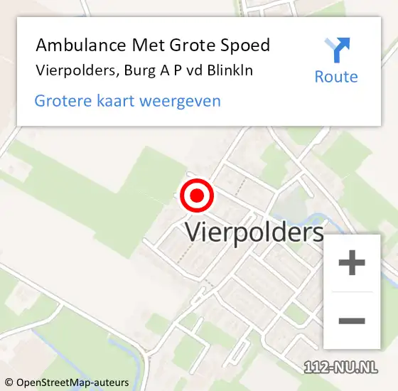 Locatie op kaart van de 112 melding: Ambulance Met Grote Spoed Naar Vierpolders, Burg A P vd Blinkln op 7 juni 2021 16:52