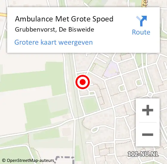 Locatie op kaart van de 112 melding: Ambulance Met Grote Spoed Naar Grubbenvorst, De Bisweide op 4 oktober 2013 20:45