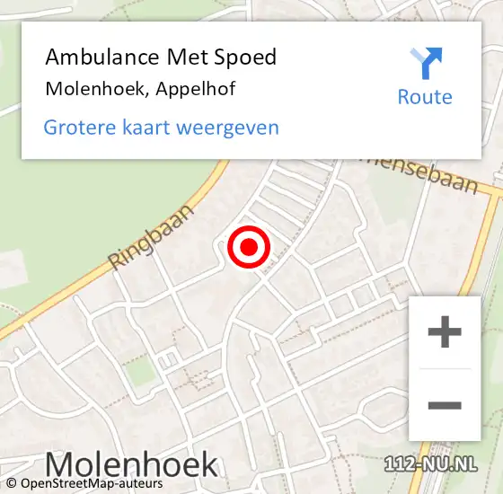 Locatie op kaart van de 112 melding: Ambulance Met Spoed Naar Molenhoek, Appelhof op 7 juni 2021 17:01