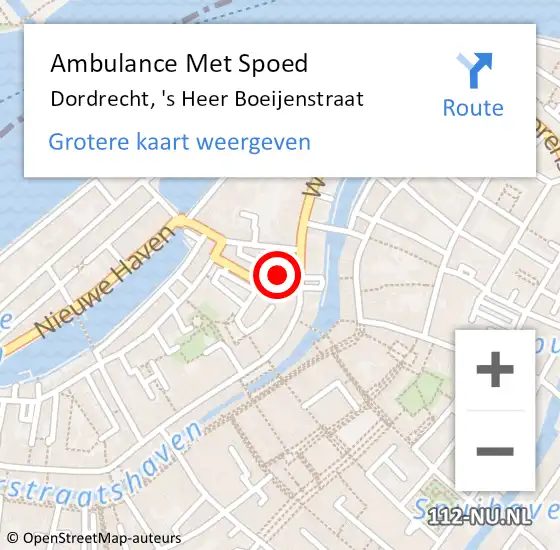Locatie op kaart van de 112 melding: Ambulance Met Spoed Naar Dordrecht, 's Heer Boeijenstraat op 7 juni 2021 17:13