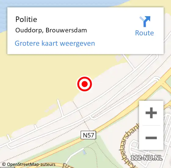 Locatie op kaart van de 112 melding: Politie Ouddorp, Brouwersdam op 7 juni 2021 17:18