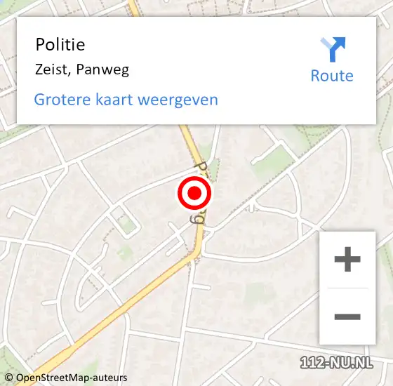 Locatie op kaart van de 112 melding: Politie Zeist, Panweg op 7 juni 2021 17:23