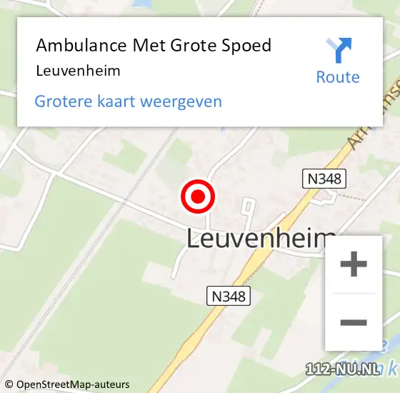 Locatie op kaart van de 112 melding: Ambulance Met Grote Spoed Naar Leuvenheim op 7 juni 2021 17:26