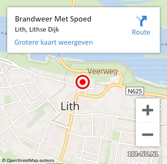 Locatie op kaart van de 112 melding: Brandweer Met Spoed Naar Lith, Lithse Dijk op 7 juni 2021 17:28