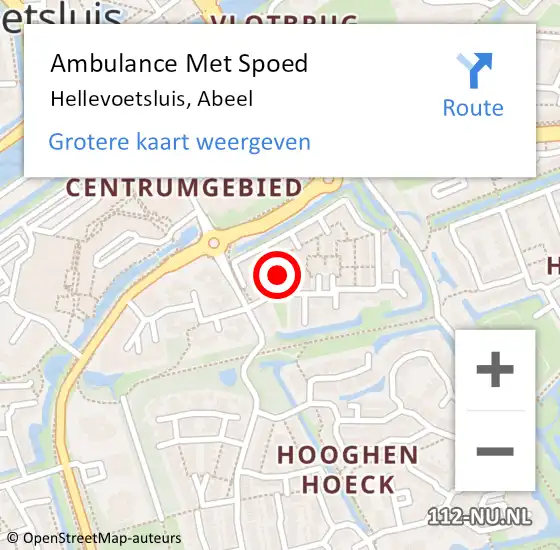 Locatie op kaart van de 112 melding: Ambulance Met Spoed Naar Hellevoetsluis, Abeel op 7 juni 2021 18:05