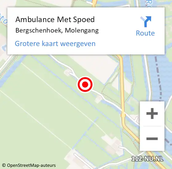 Locatie op kaart van de 112 melding: Ambulance Met Spoed Naar Bergschenhoek, Molengang op 7 juni 2021 18:11