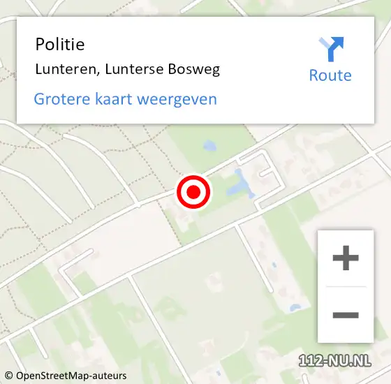 Locatie op kaart van de 112 melding: Politie Lunteren, Lunterse Bosweg op 7 juni 2021 19:11