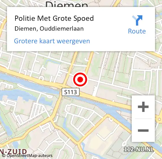 Locatie op kaart van de 112 melding: Politie Met Grote Spoed Naar Diemen, Ouddiemerlaan op 7 juni 2021 19:37