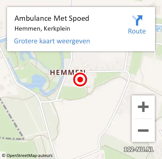 Locatie op kaart van de 112 melding: Ambulance Met Spoed Naar Hemmen, Kerkplein op 7 juni 2021 19:42